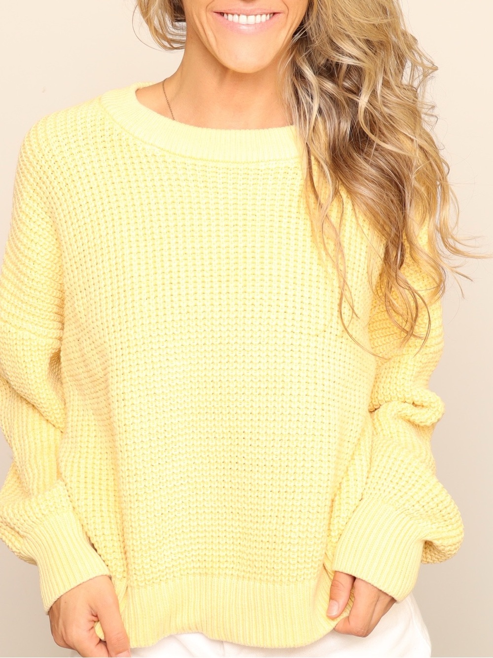 Old Navy 100% Cotton Yellow Crewneck Knit Sweater